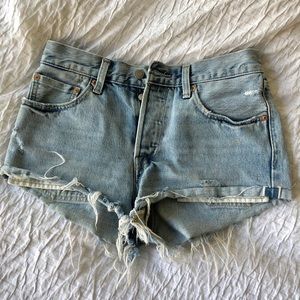 501 Light Wash Distressed Denim Cutoff Shorts